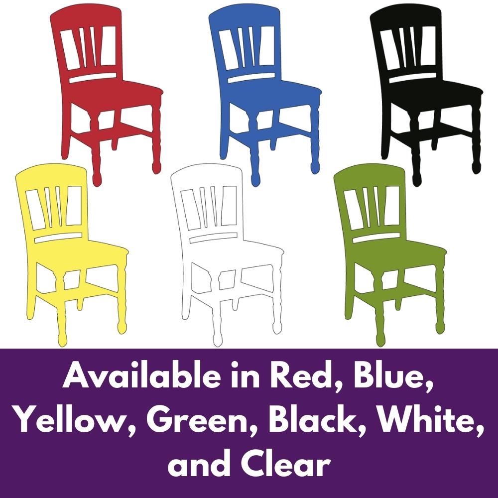 Precut glass shape of a wooden chair in multiple colours.