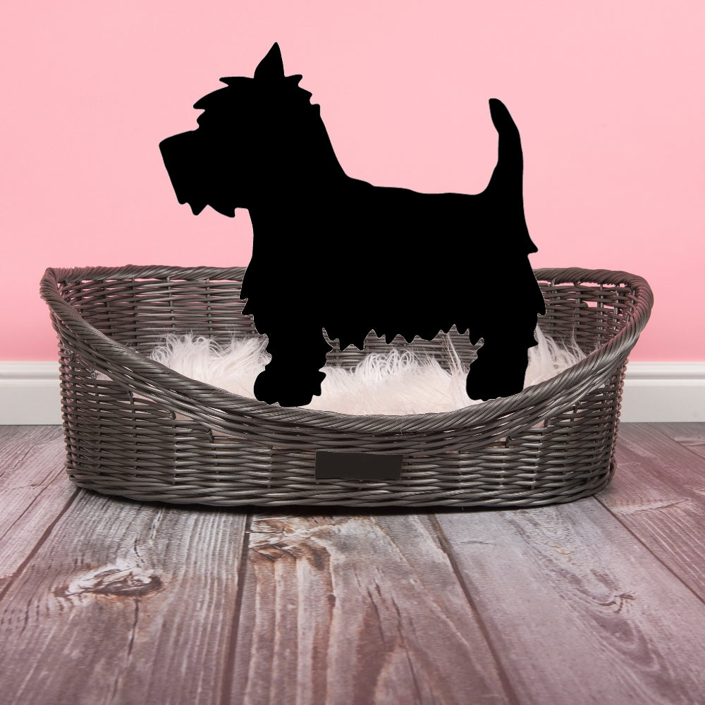 Precut glass shape of a Yorkie in a dog bed