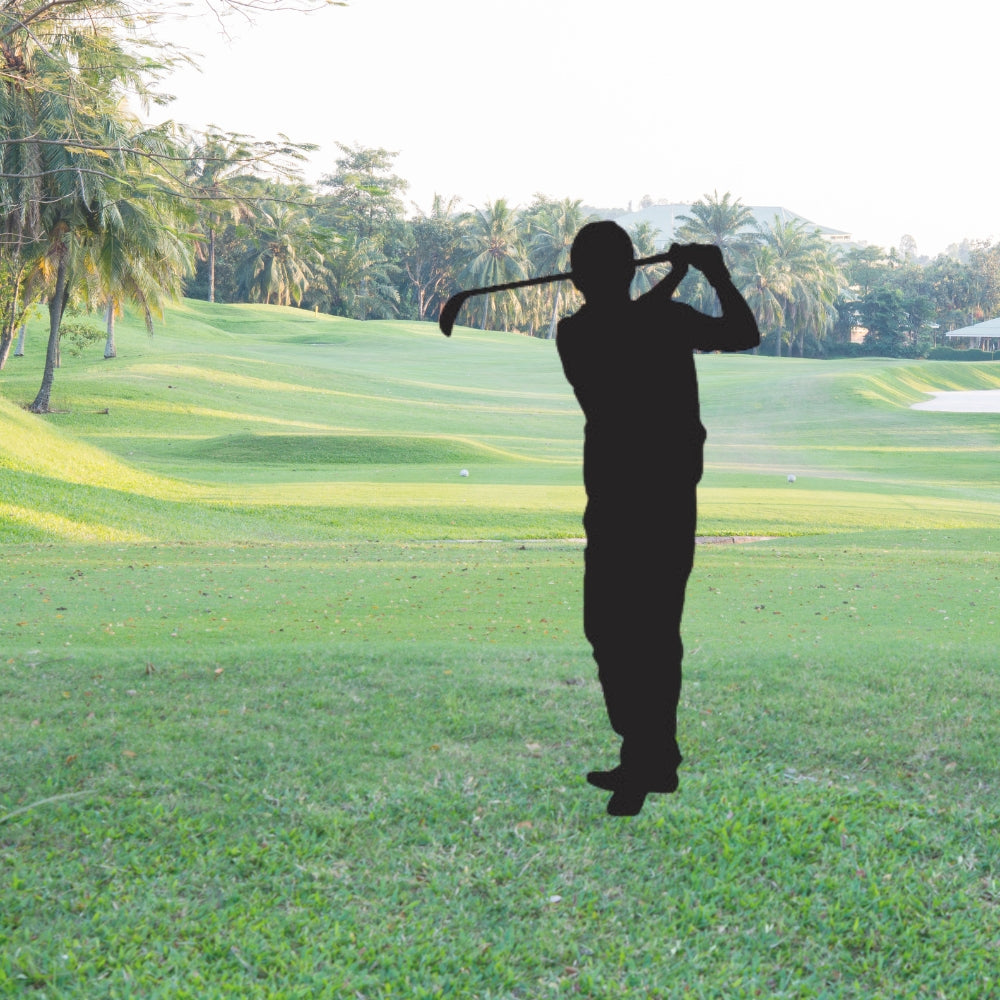 Golfer Precut from Oceanside glass on a golf course