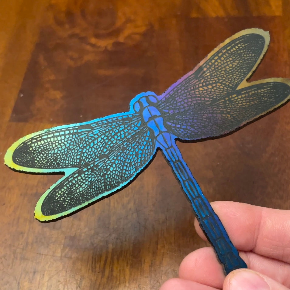 Etched Iridized Glass Dragonfly in COE 96