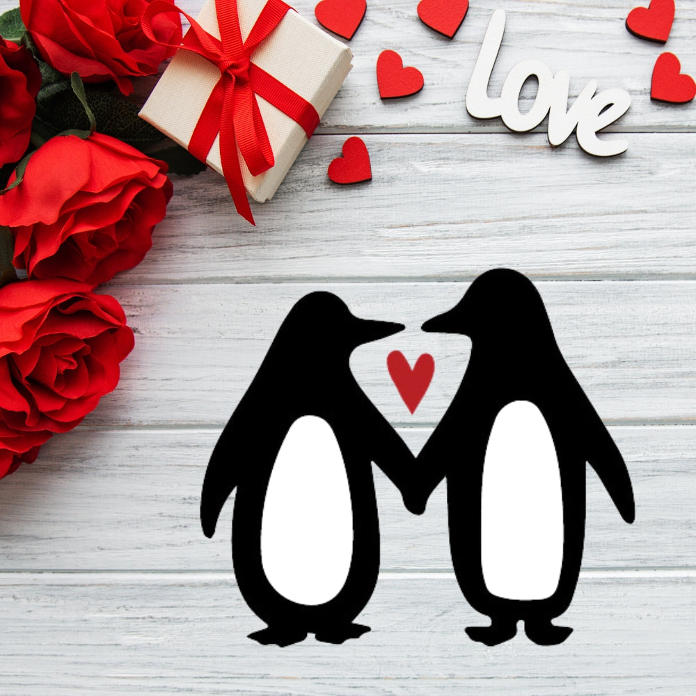 Penguins in Love Precut Glass Shape - COE 96