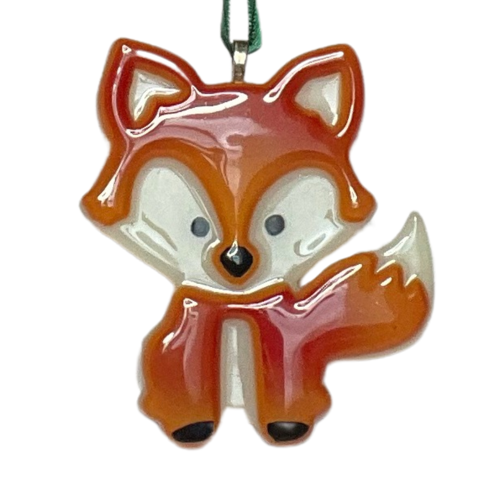 Red Fox Fused Glass Ornament