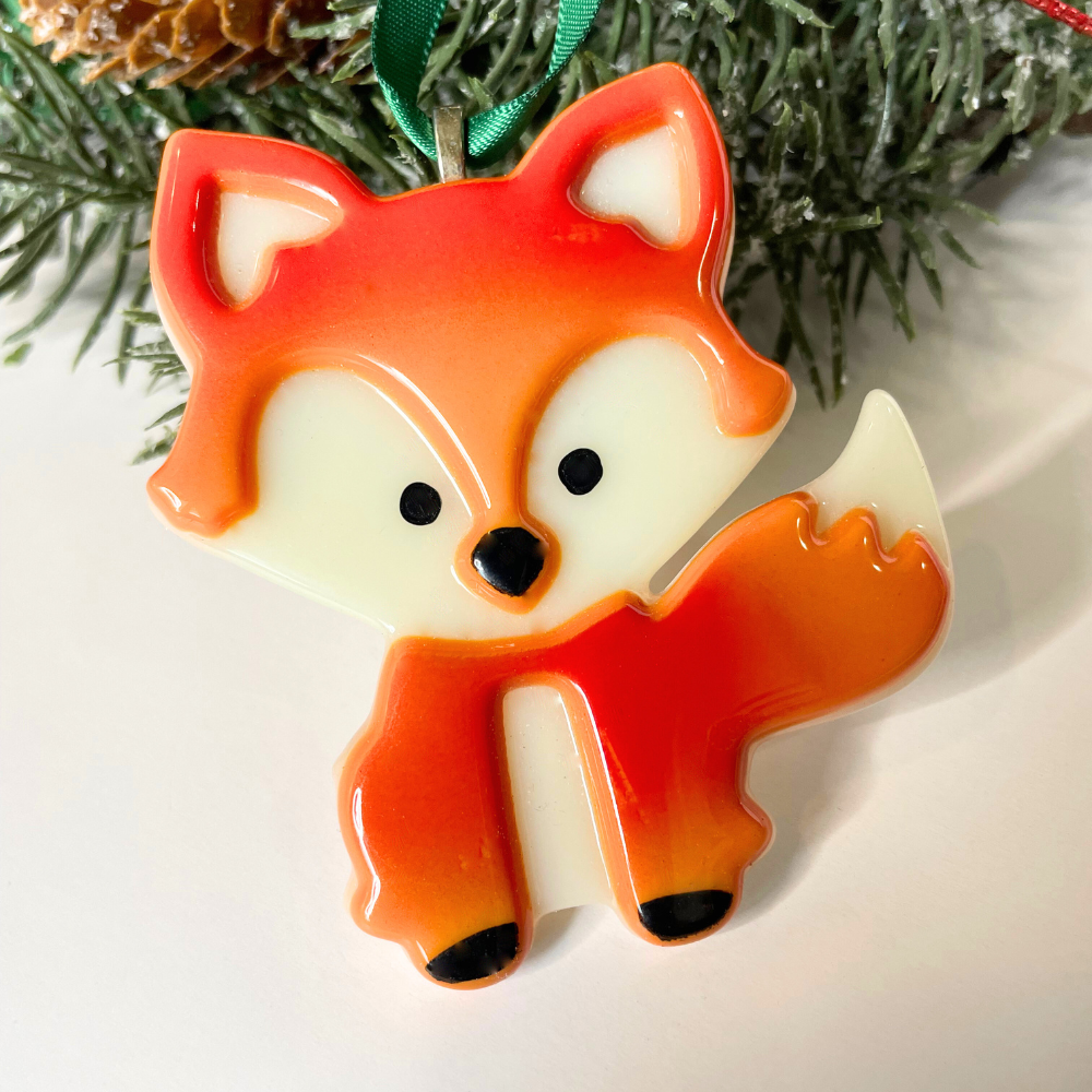 Red Fox Fused Glass Ornament – Fuse Muse Fused Glass