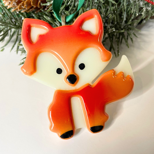 Red Fox Fused Glass Ornament