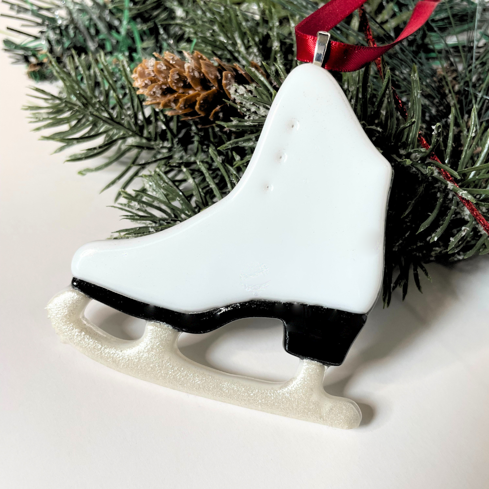 Ice Skate Fused Glass Ornament