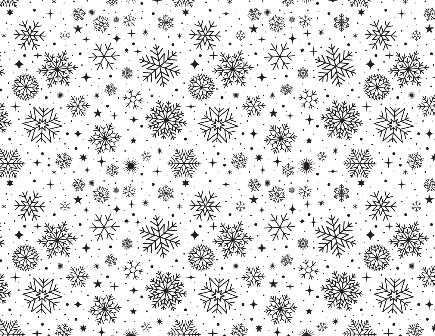 Snowflake pattern silk screen stencil featuring repeating winter snowflakes and stars for fused glass and ceramic Christmas projects