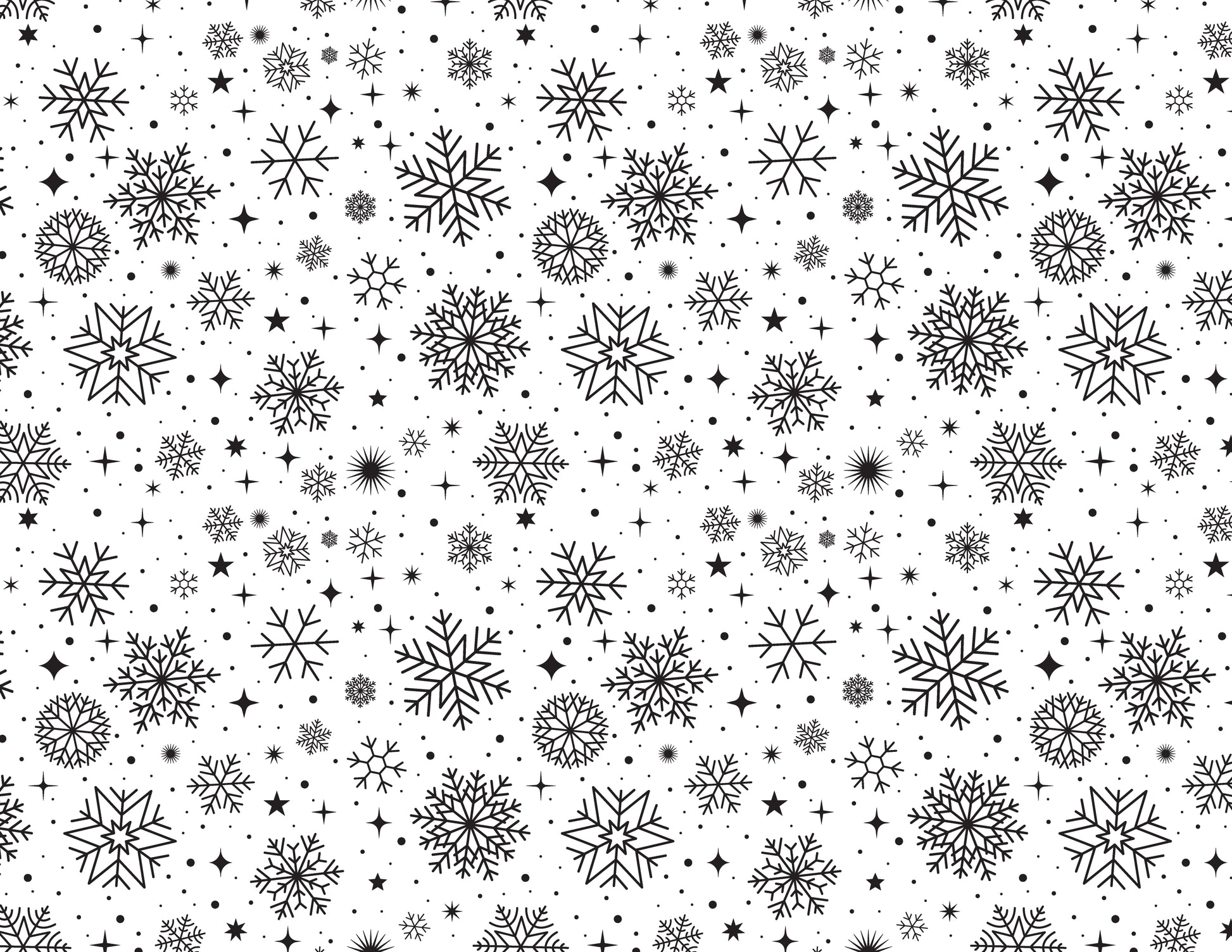 Snowflake pattern silk screen stencil featuring repeating winter snowflakes and stars for fused glass and ceramic Christmas projects