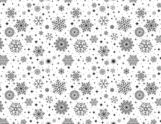 Snowflake pattern silk screen stencil featuring repeating winter snowflakes and stars for fused glass and ceramic Christmas projects