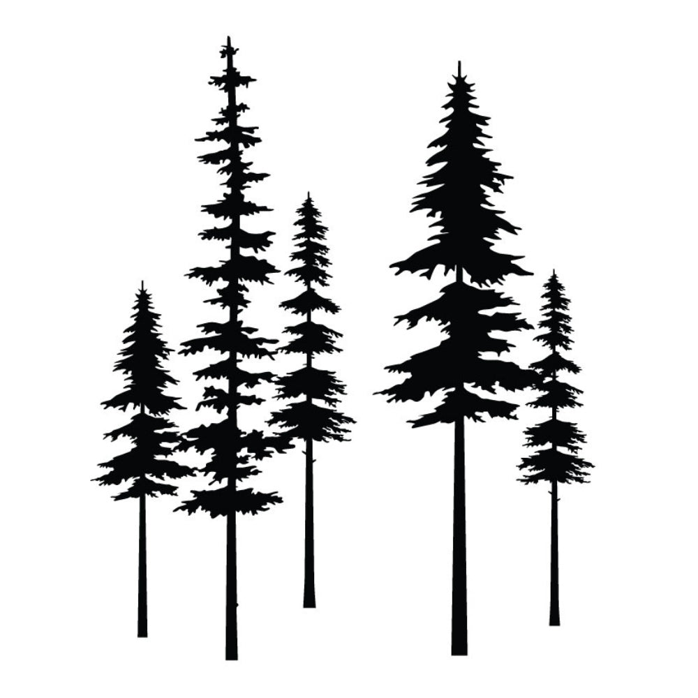 5 Tall Spruce trees Silk Screen