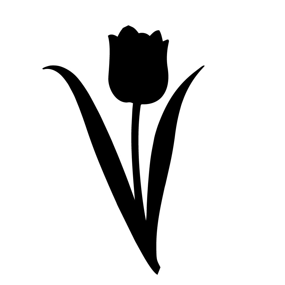 Tulip flower precut glass shape silhouette design for fused glass art, kiln-fired projects, spring suncatchers, and decorative glass pieces.