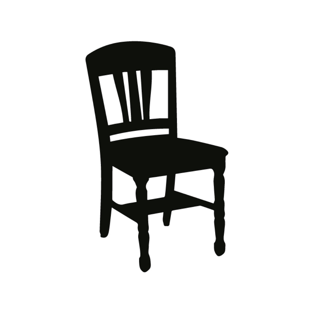 Precut glass shape of a wooden chair in black.