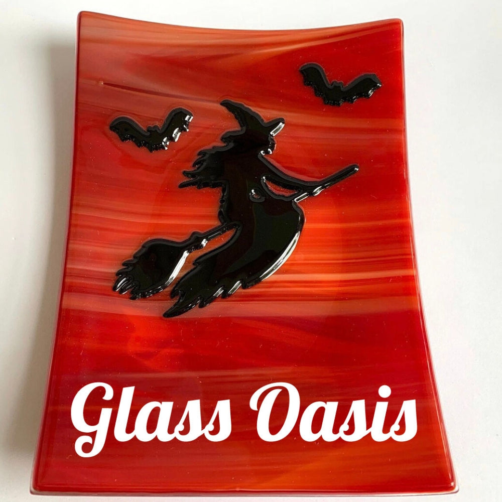 Precut glass shape of Bat in art piece.