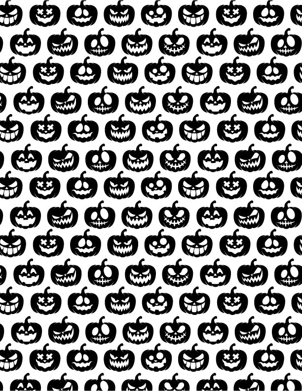 Jack-o’-lantern pattern silk screen stencil featuring repeating Halloween pumpkin artwork for fused glass and ceramic projects