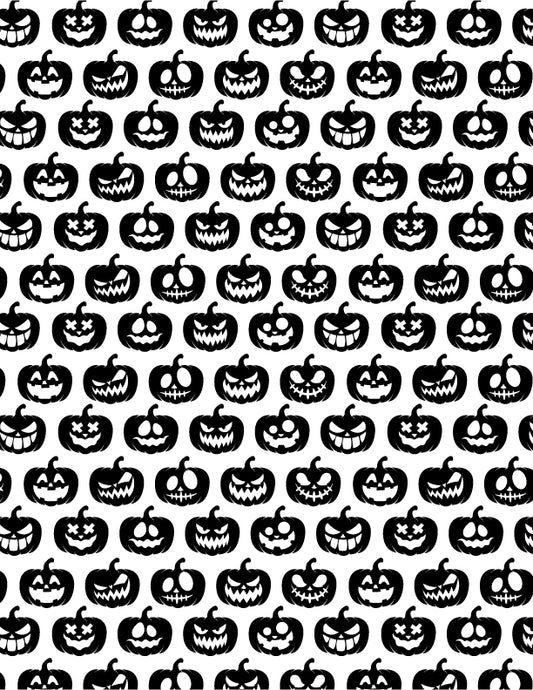 Jack-o’-lantern pattern silk screen stencil featuring repeating Halloween pumpkin artwork for fused glass and ceramic projects