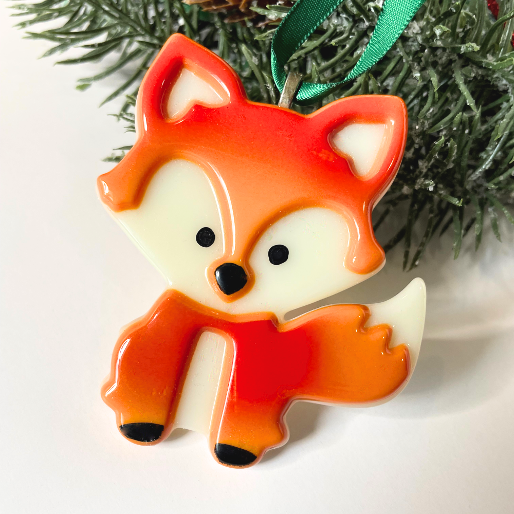 Red Fox Fused Glass Ornament