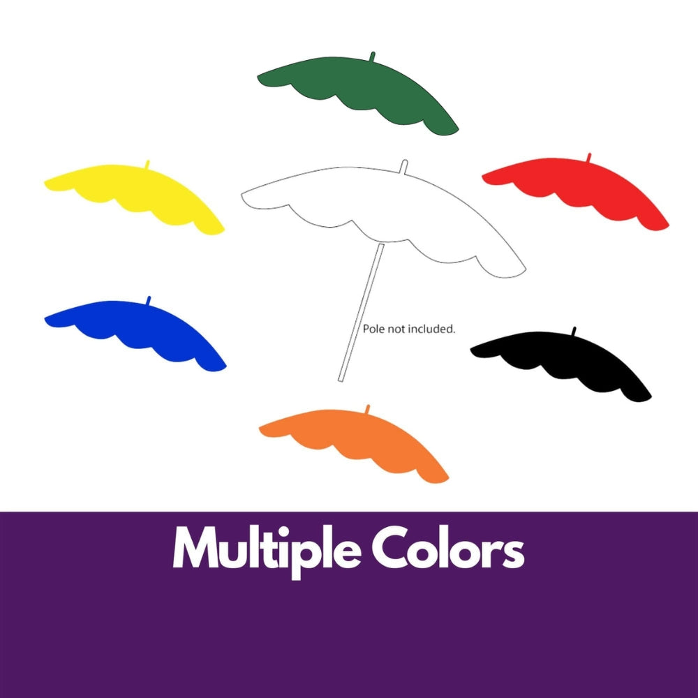 Precut glass shape of a beach umbrella in multiple colours.
