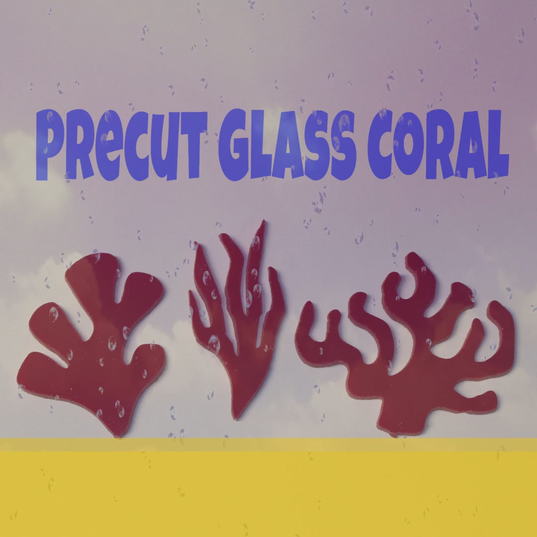 Precut glass shape of set of 3 coral animation.