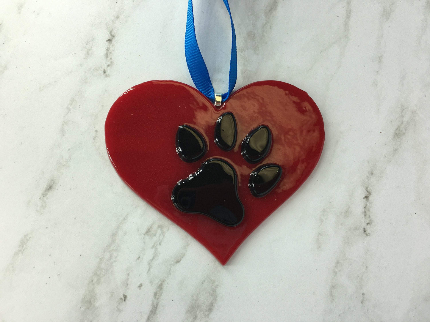 Fused Glass "I Love my Dog" Ornament