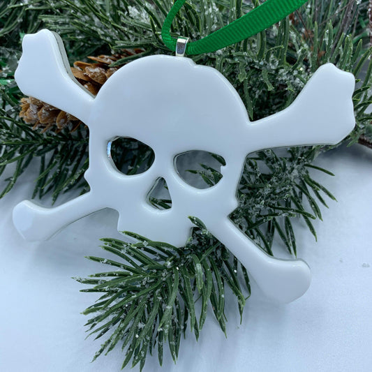 Skull and Crossbones Fused Glass Ornament