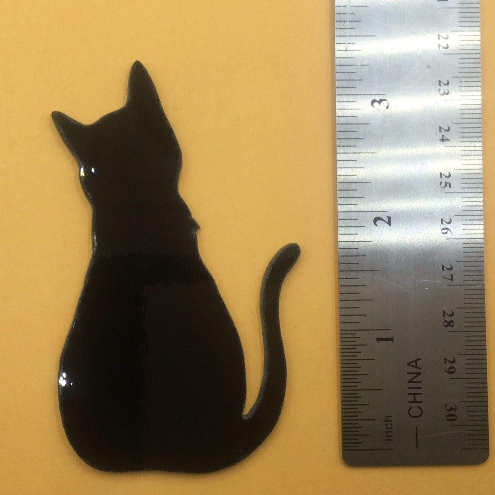 Precut glass shape of black cat