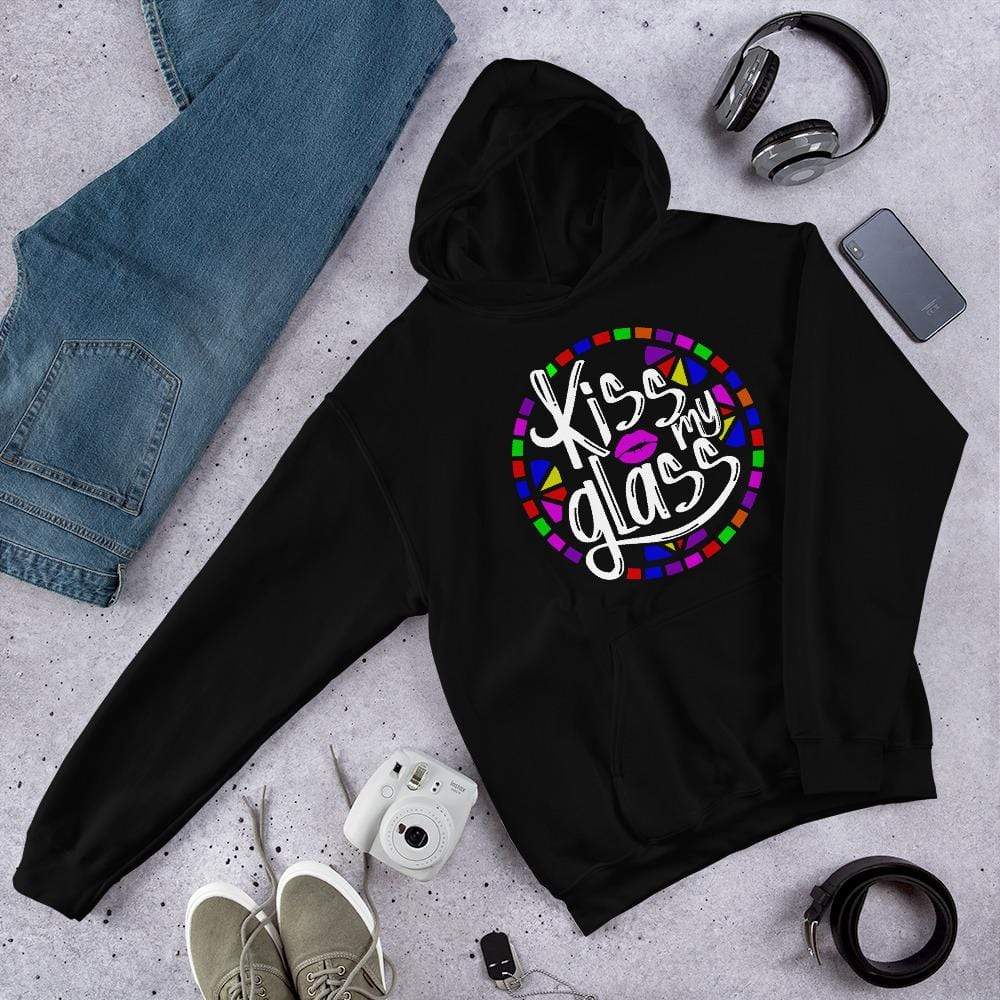 Fuse Muse Fused Glass Kiss My Glass - Black Unisex Hoodie