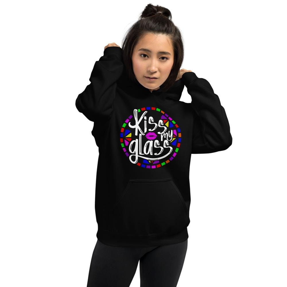 Fuse Muse Fused Glass M Kiss My Glass - Black Unisex Hoodie
