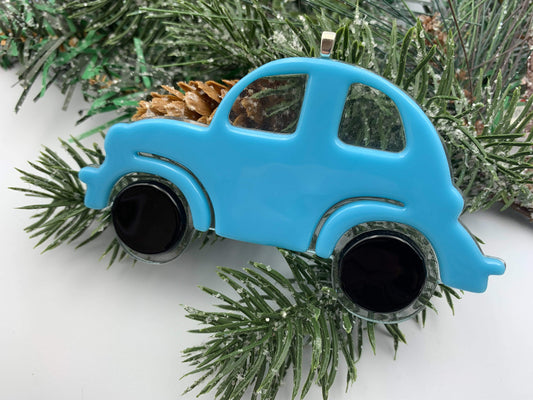 Beetle Car Fused Glass Ornament
