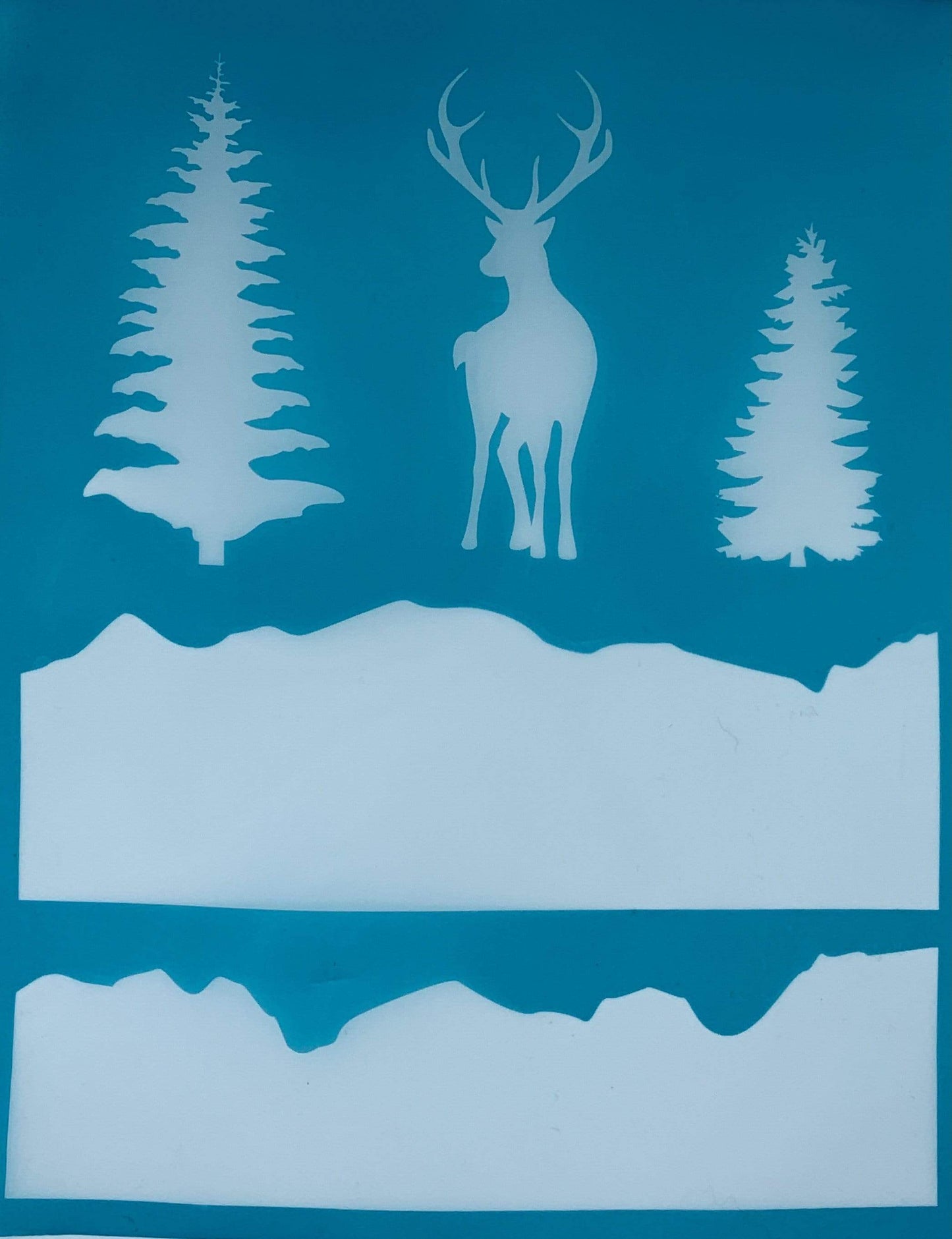 Spruce Trees, Hills, & Deer Silk Screen